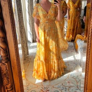 Yellow Mac duggal bridesmaid dress